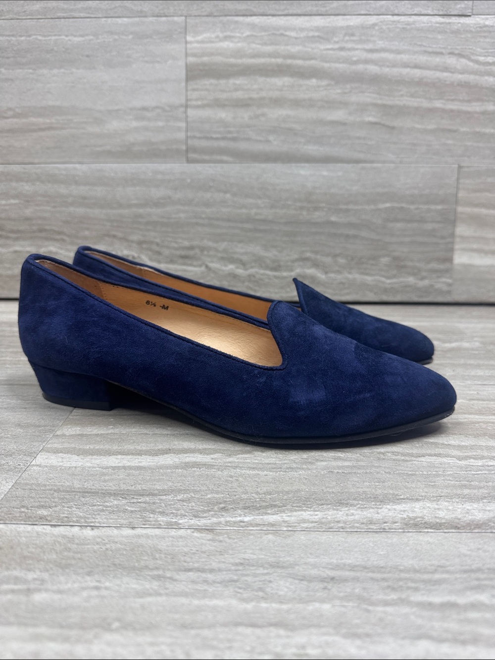 Sesto Meucci Navy Suede Slip-On Loafers Womens Size 8.5